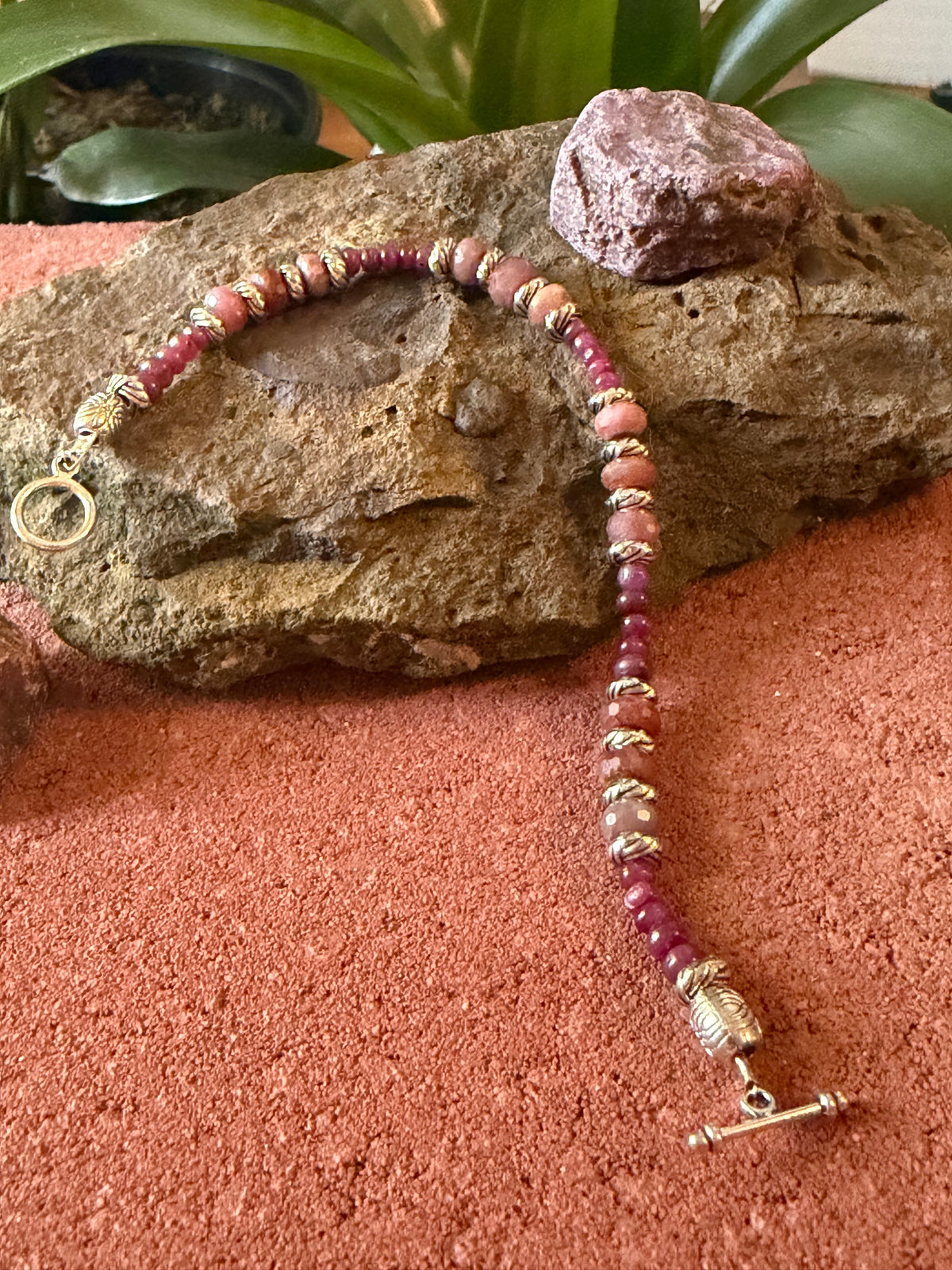 Ruby with Pink Peruvian Opals Bracelet Stack