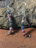 Sapphire and Ruby Sterling Silver Handcrafted Earrings