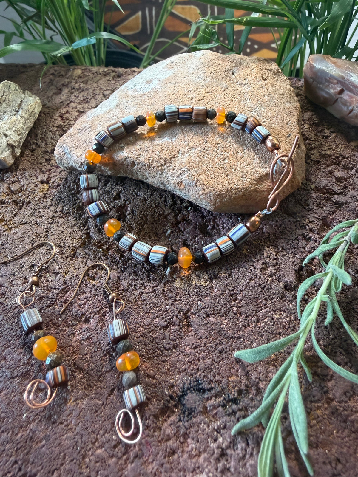 Timeless Trade" Javanese Glass & Ethiopian Fire Opal Set