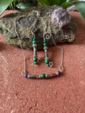 Forest Canopy – Hand-Forged Silver Earth Jasper & Malachite Horizon Set