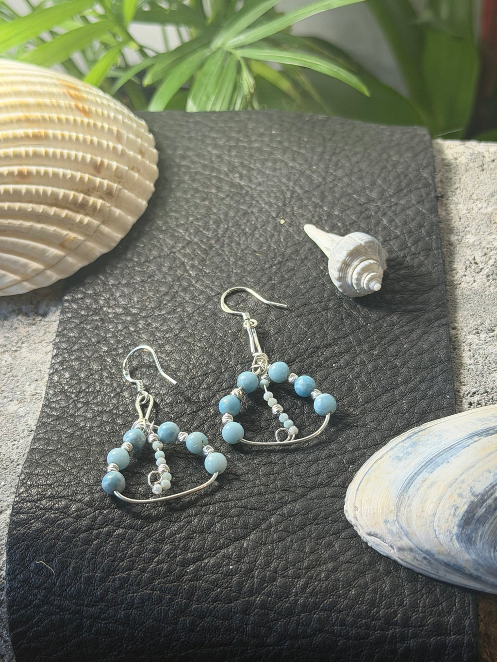 Caribbean Cool – Hand-Forged Silver Dainty Graduated Larimar Suite