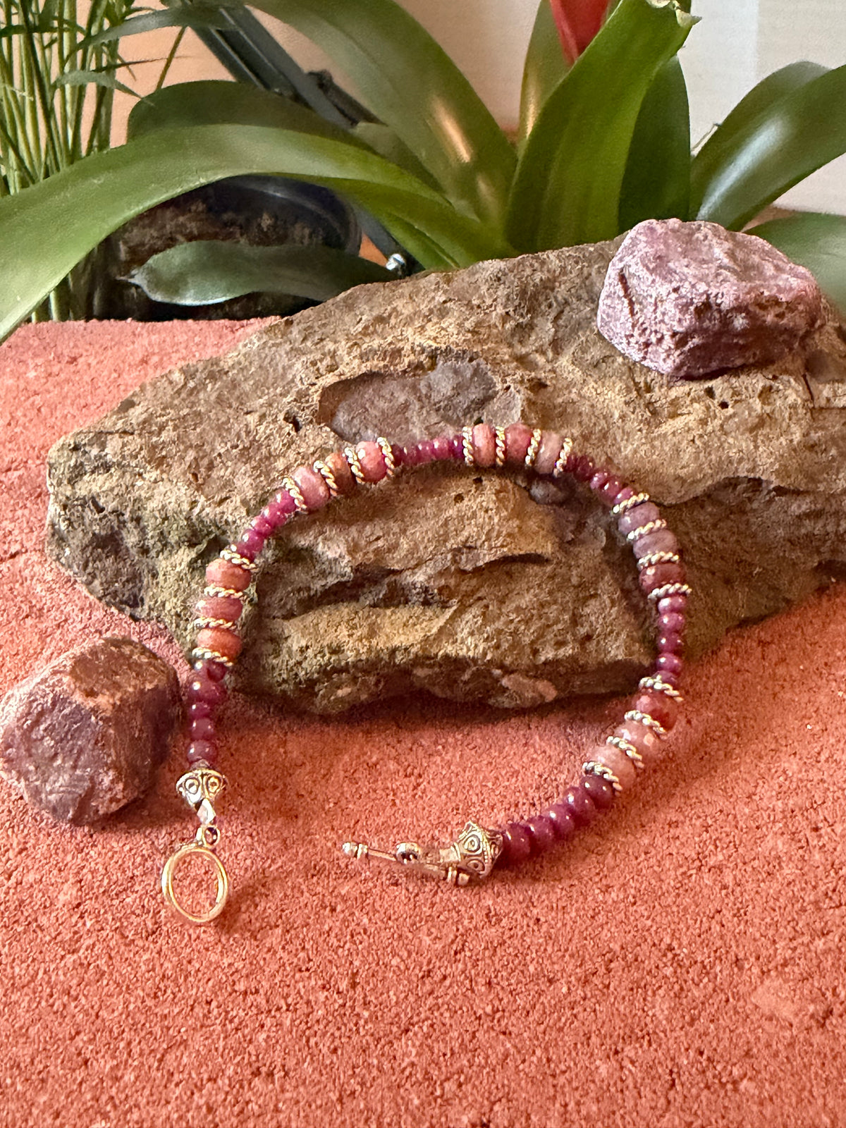 Ruby with Pink Peruvian Opals Bracelet Stack