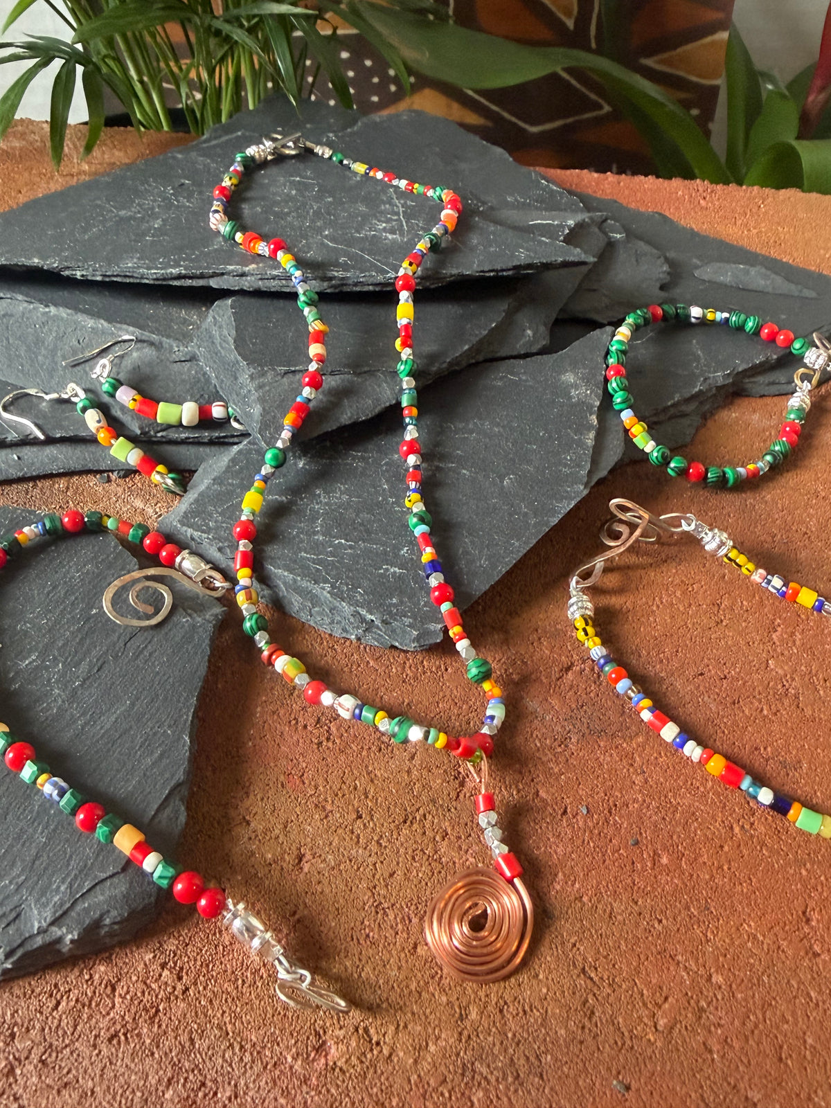 West African Christmas Trade Beads Jewelry Collection