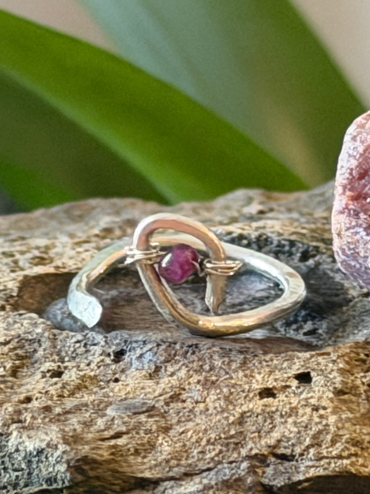 Handcrafted Sterling Silver Adjustable Ring with Ruby