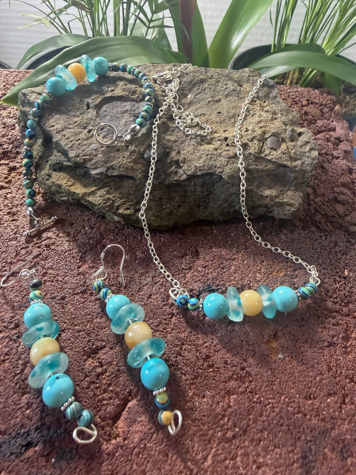 Forest Canopy – Hand-Forged Silver Roman Glass & Blue Malachite Luxury Suite