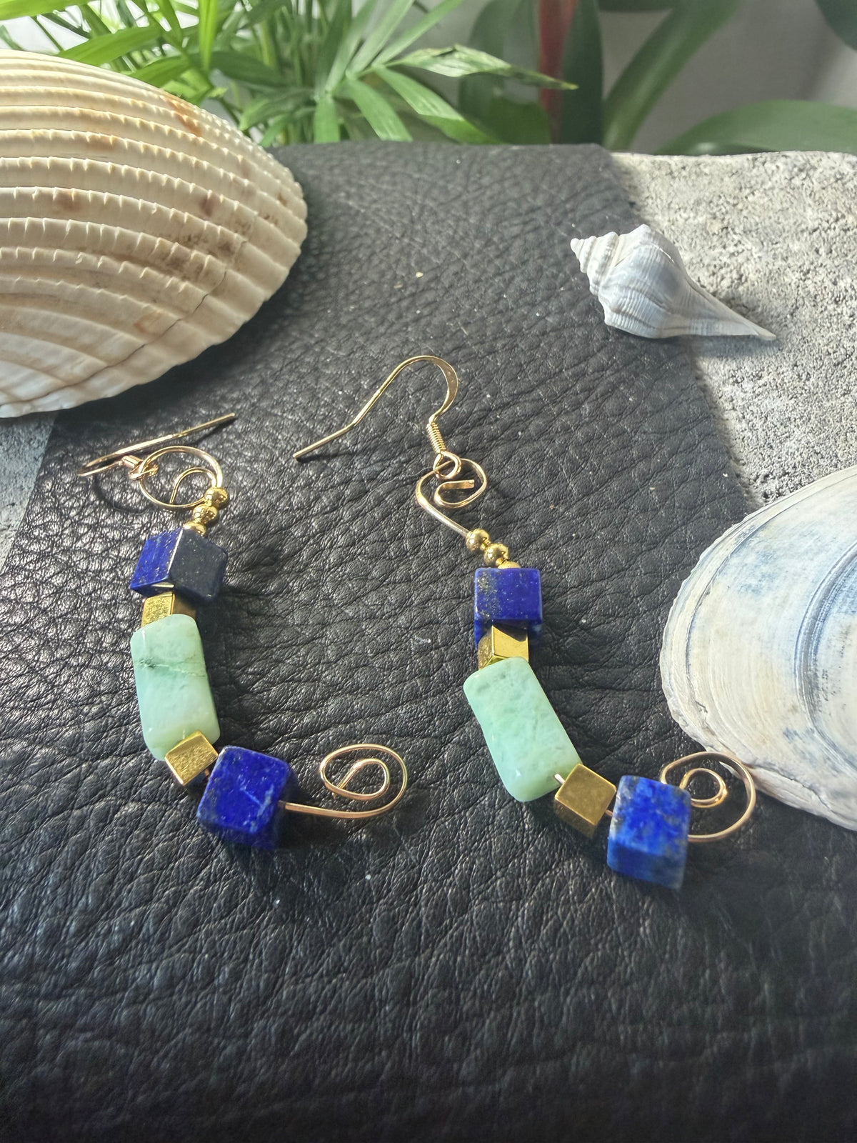 Forest Canopy – 18k Gold Plated Azurite & Chrysocolla and Lapis Lazuli  Statement Necklace and Earrings