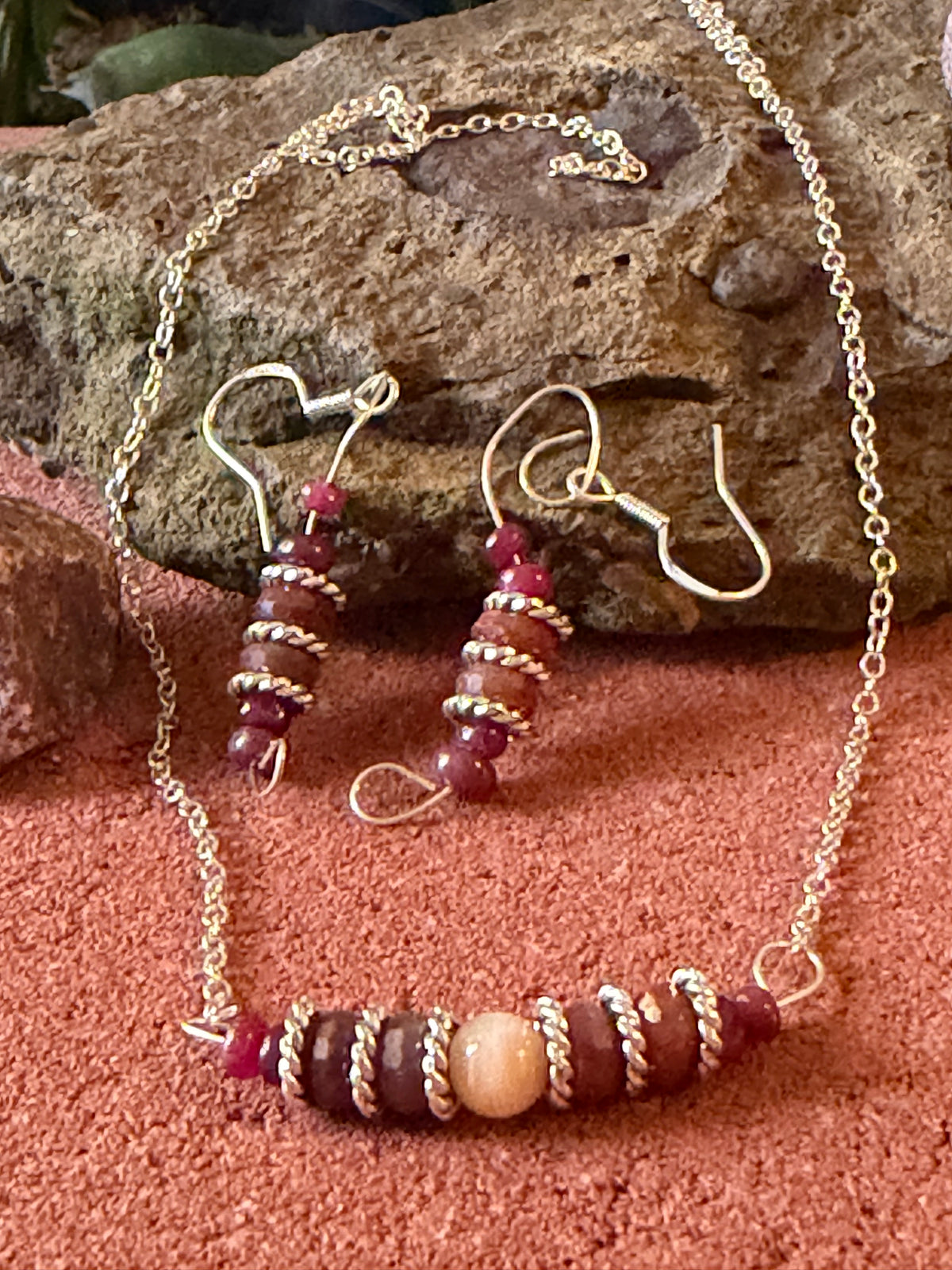 Wildfire Embers – Handcrafted Ruby & Pink Peruvian Opal Luxury Set