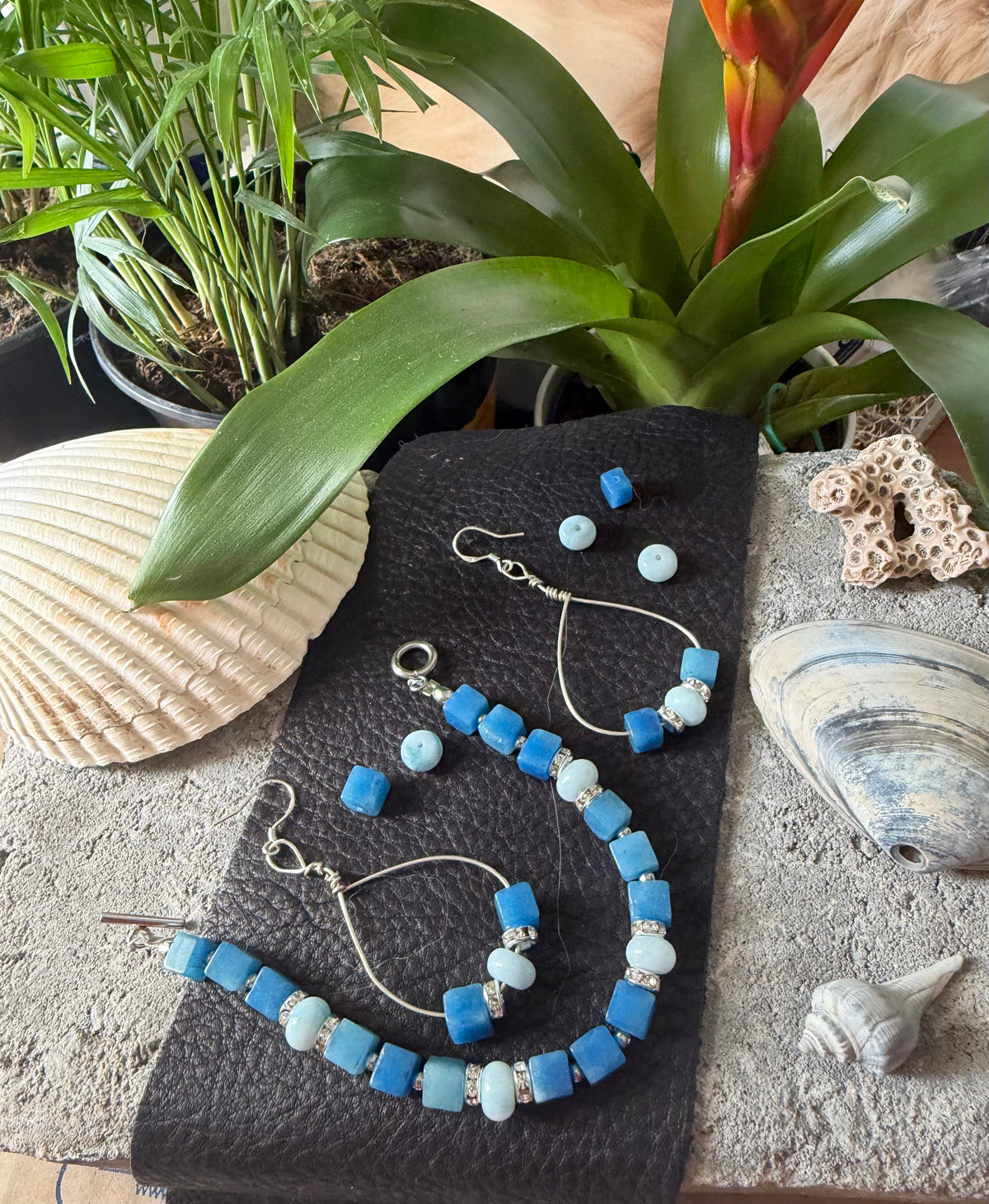 Caribbean Cool – Hand-Forged Silver, Blue Jade and Sky Blue "Larimar" Jade Luxury Suite