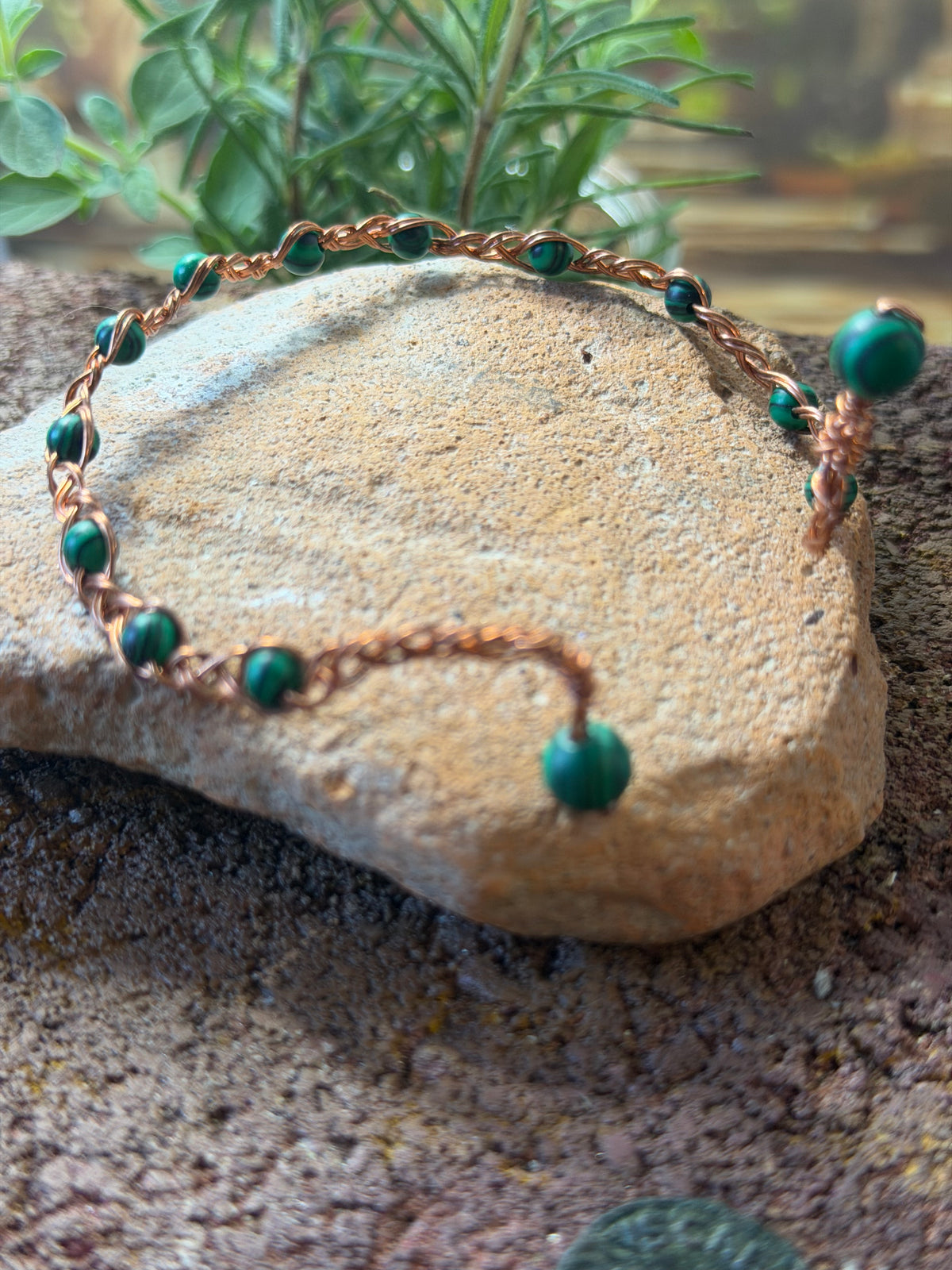 Forest Canopy – Hand-Braided Copper Malachite & Lapis 3-Piece Stack