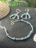 Caribbean Cool – Hand-Forged Silver Dainty Graduated Larimar Suite