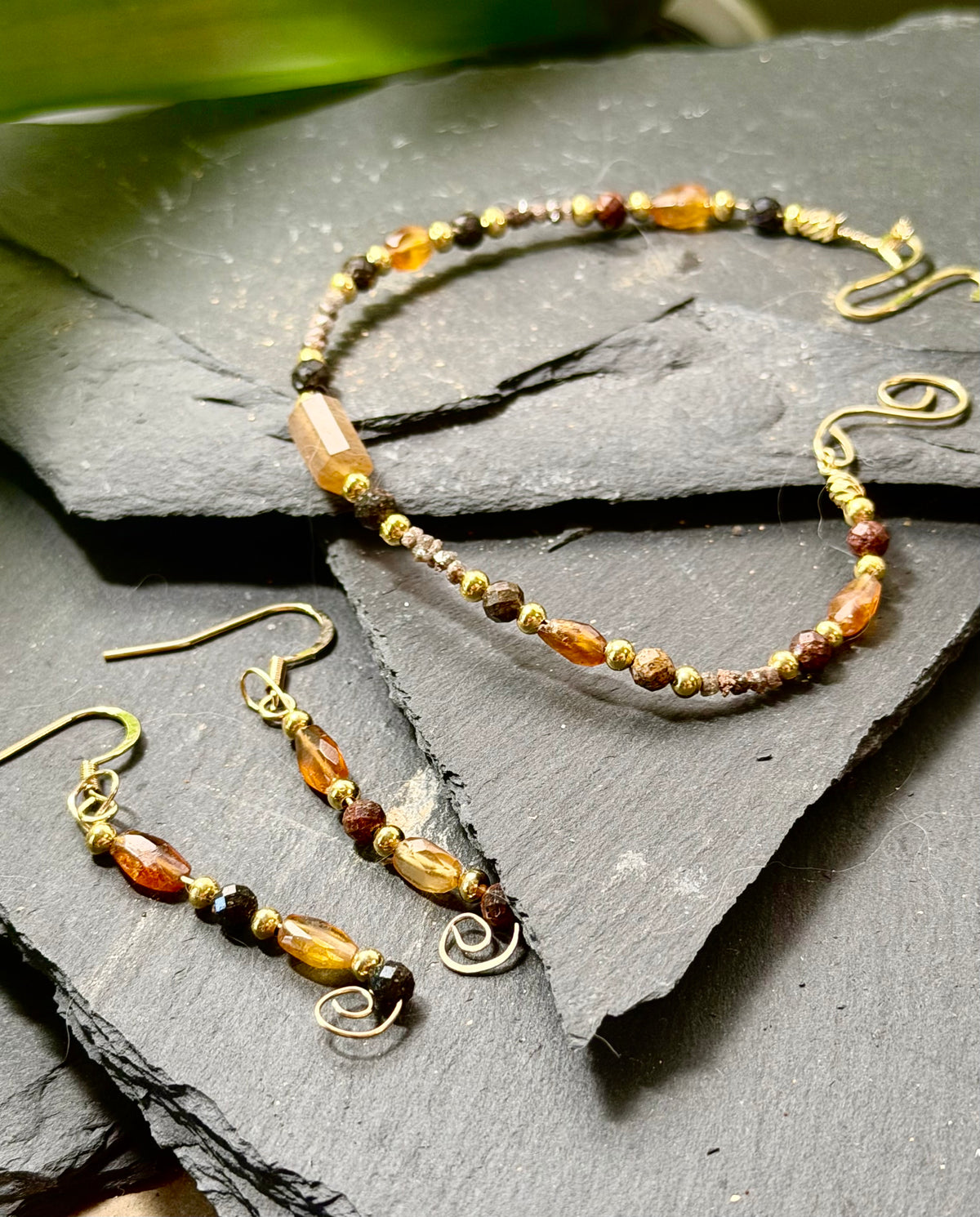 The Celebration Suite – Hand-Forged 14k Gold Chocolate Diamond & Rare Opal Set
