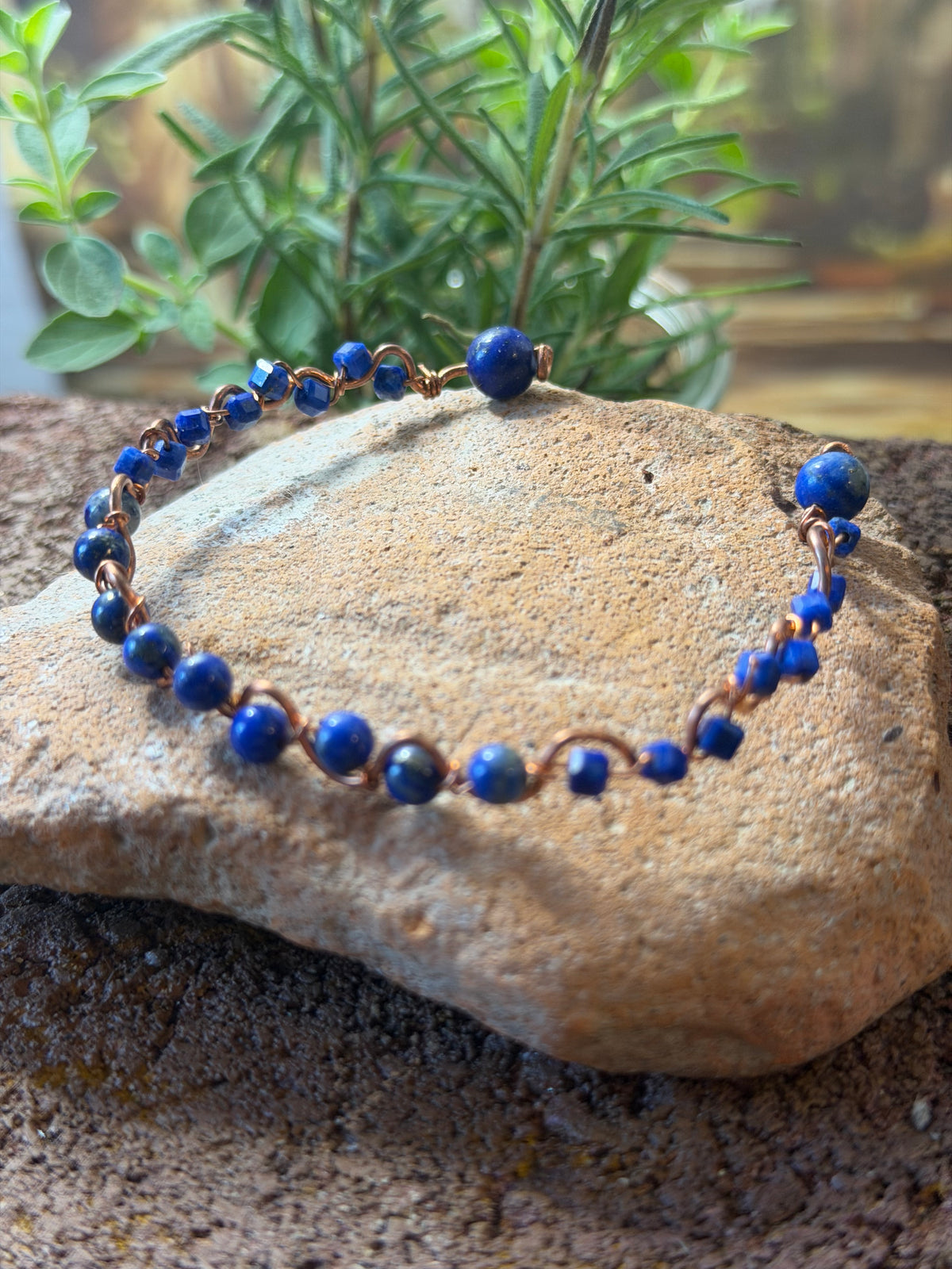 Forest Canopy – Hand-Braided Copper Malachite & Lapis 3-Piece Stack