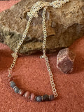 Sapphire and Ruby Sterling Silver bar Necklace