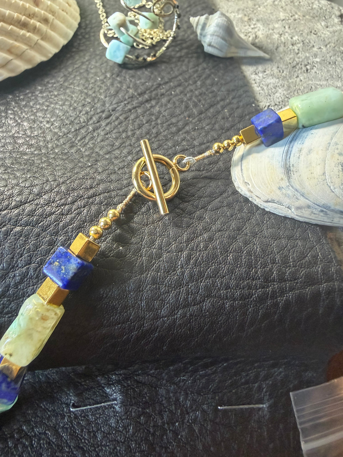 Forest Canopy – 18k Gold Plated Azurite & Chrysocolla and Lapis Lazuli  Statement Necklace and Earrings
